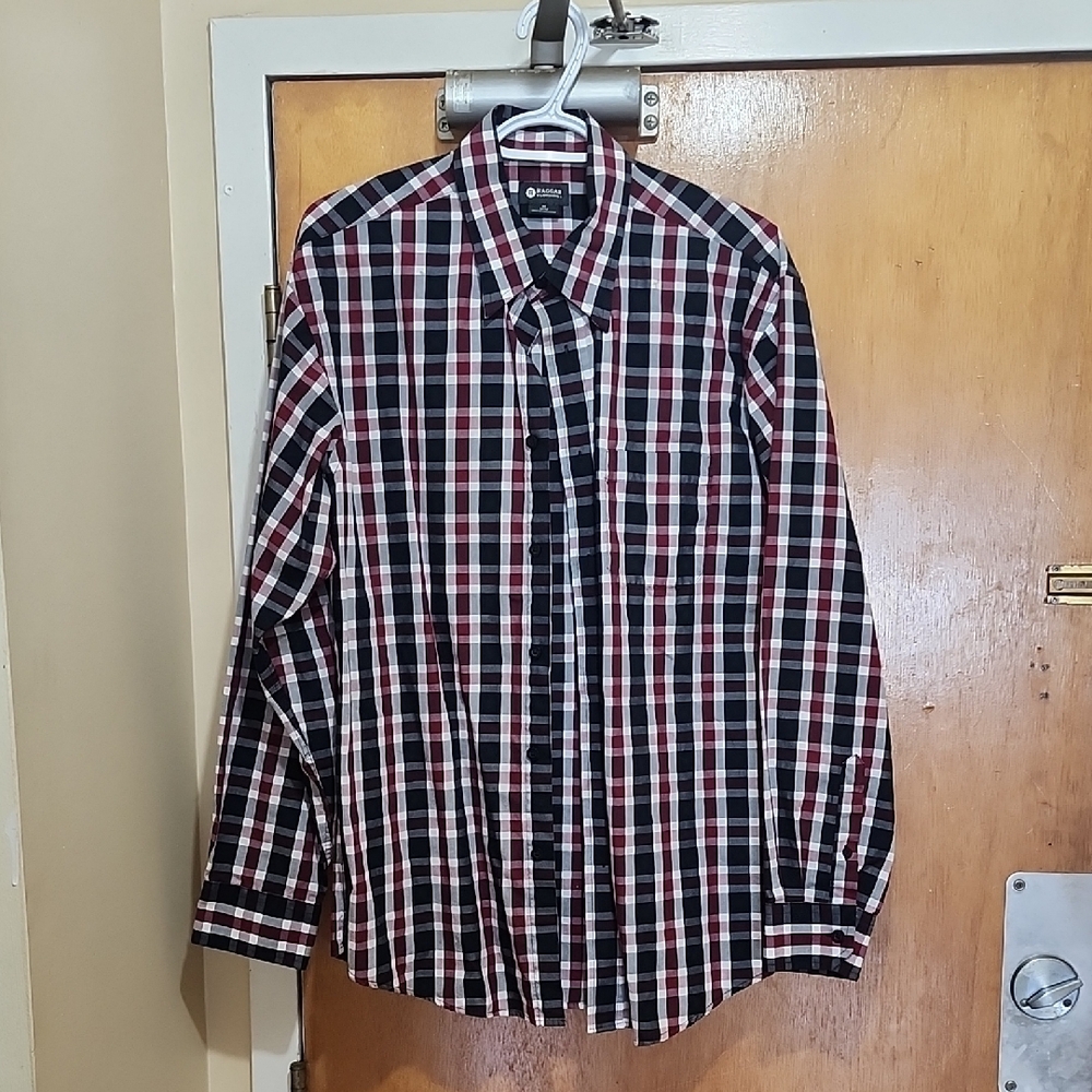 Black and Red Casual Button Down Shirt